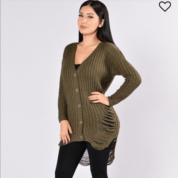 fashion nova green cardigan